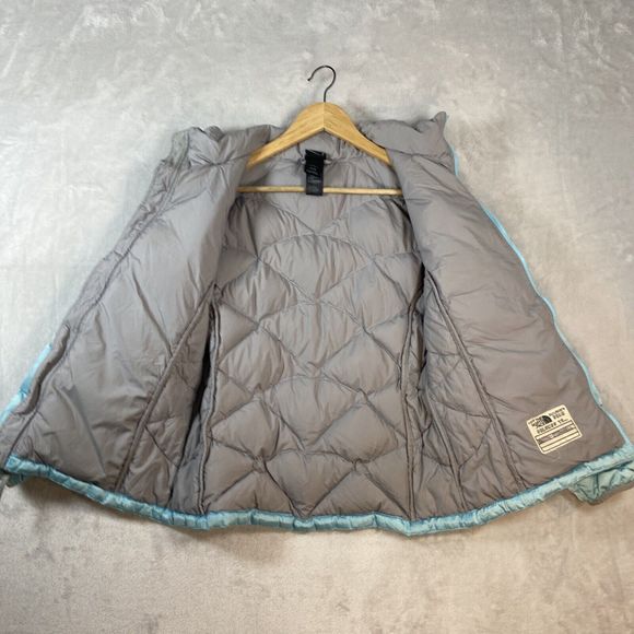 The North Face youth girls Turquoise full zip puffer 2 pocket jackets X-Large - Picture 6 of 12